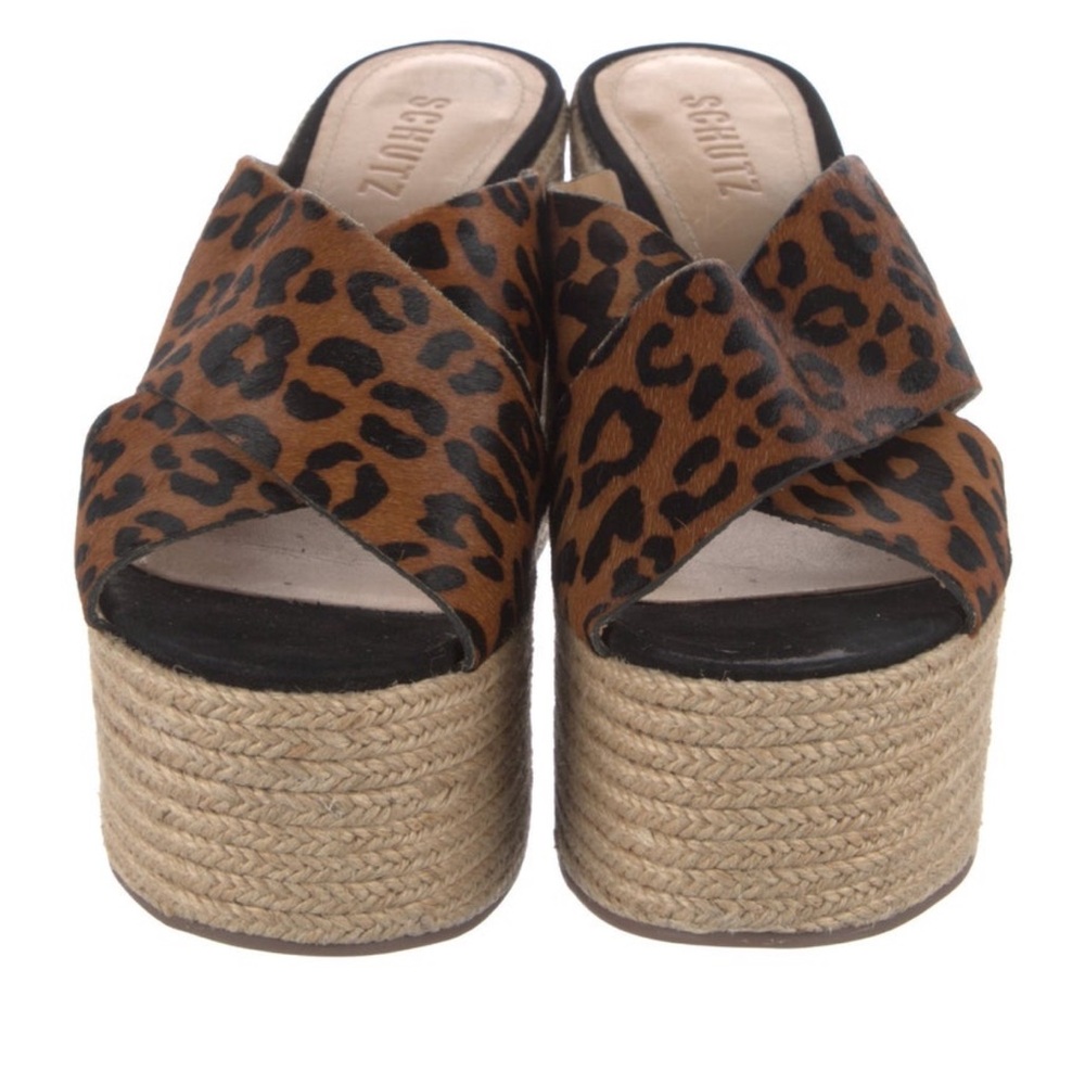 SCHUTZ Animal Print Platform Mules